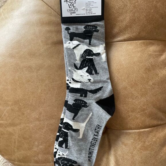 Primitives by Kathy LOL socks “ sorry I’m late I saw a dog” grey black socks - Picture 6 of 6